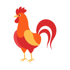 Rooster Coloring Page For Kids Printable. Rooster Cartoon Illustration Vector Design On White Background