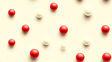 Minimalist holiday pattern with peppermint-inspired dots, red and white on a warm cream background, evenly spaced with a slight shadow to enhance depth. Simple and elegant, hd quality, warm light.