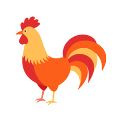 Rooster Coloring Page For Kids Printable. Rooster Cartoon Illustration Vector Design On White Background