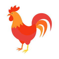 Rooster Coloring Page For Kids Printable. Rooster Cartoon Illustration Vector Design On White Background