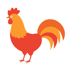 Rooster Coloring Page For Kids Printable. Rooster Cartoon Illustration Vector Design On White Background