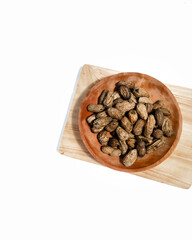 Close up of Boiled peanuts on isolated white background