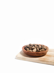 Close up of Boiled peanuts on isolated white background