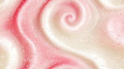 Obraz premium Peppermint pattern in soft watercolor style, gentle swirls of pink and white on a pastel cream background. Each swirl has a delicate gradient for a soft-focus effect, hd quality, cozy lighting.
