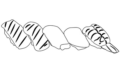 japanese food doodle element coloring page cartoon illustration