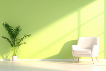 Stylish Living Room with Comfy Armchair and Green Plants: Modern Home Decor