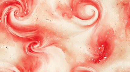 Obraz premium A delicate peppermint pattern in soft watercolor, faded red and white swirls with blurred edges, resting on a warm cream background. Dreamy and whimsical, hd quality, warm, gentle lighting.