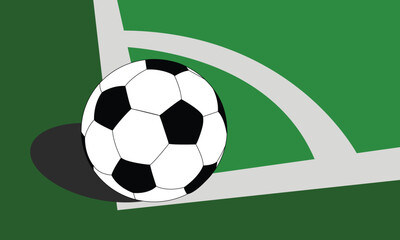 Obraz premium Vector illustration of a ball in the corner of the field for wallpaper, background, banner, flyer, social media story, and page layout design.