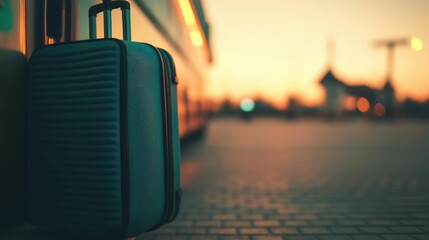 Group of tourists loading their suitcases bags and other travel equipment into the storage compartment of a tour bus before departing on an adventure journey or vacation