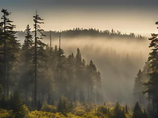 misty morning in the forest
