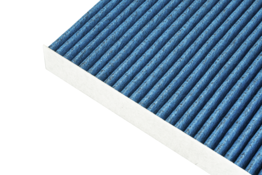 Cabin air filter on a white background. New type of carbon air filter.