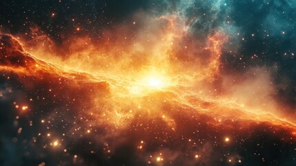 Fototapeta premium Illustration of a space cosmic background of supernova nebula and stars, glowing mysterious universe