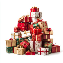 christmas presents on white