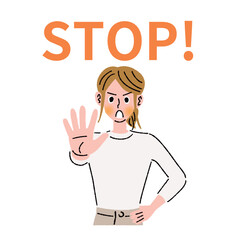 若い女性が拒否するポーズ