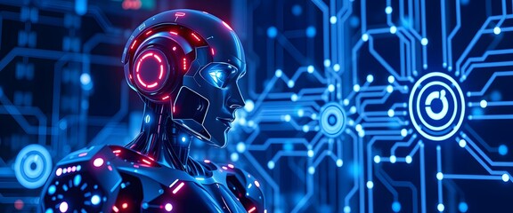 Fototapeta premium Background AI Robotic Automation System