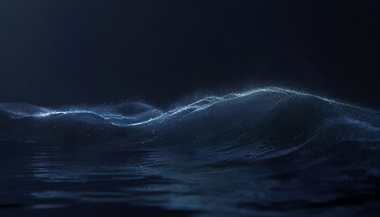 Fototapeta premium Abstract Digital Wave: A Ethereal Landscape of Glowing Particles and Dark Depths