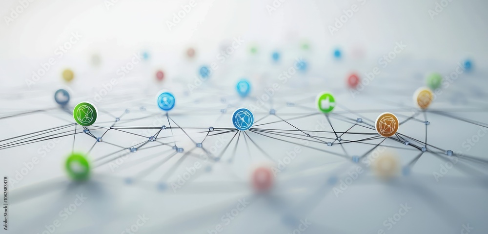 Poster a 3d representation of network meshes interlinked to depict coordination.