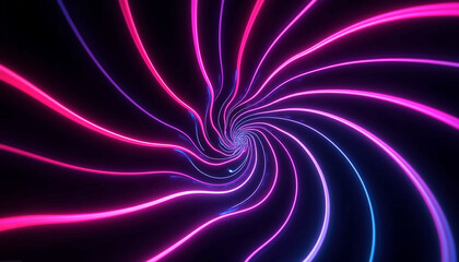 Abstract neon swirl background, swirling lines of neon pink, purple, and blue against a black backdrop, dynamic and hypnotic