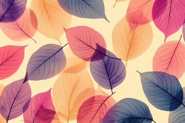 Naklejka premium Colorful Transparent Leaves on Beige Background