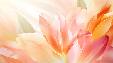 Soft tulip petals in sunlight, creating warm and inviting atmosphere
