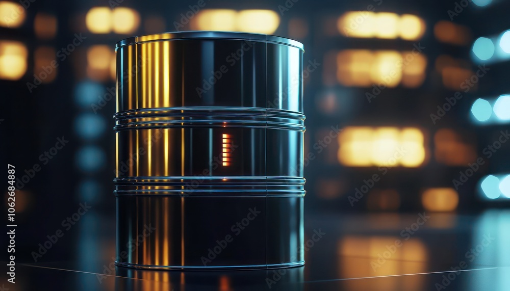 Poster 3d rendering of an oil barrel with value indicators.