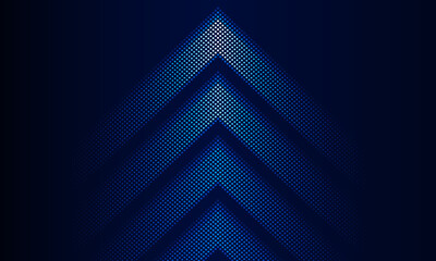 Dark blue abstract Light out technology and with neon dots with glowing arrow lines futuristic concept. Hitech communication concept innovation background, vector design