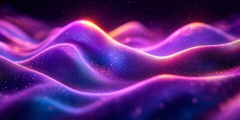 Abstract background with purple and blue colors, glowing wavy lines,