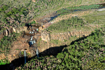 Aerial view of the twin falls, Kakadu National Park, Northern Territory, Australia. © EcoView