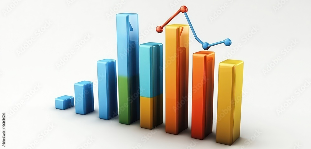 Poster minimalist 3d icon of an roi graph, emphasizing return on investment metrics.