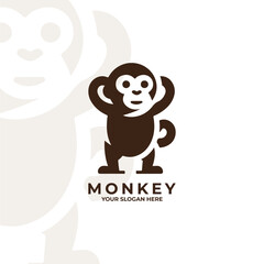 minimalist flat logo of a monkey