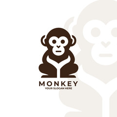 minimalist flat logo of a monkey