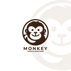 minimalist flat logo of a monkey