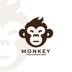 minimalist flat logo of a monkey
