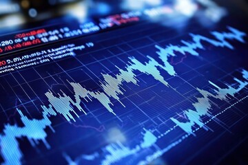 3D icon of stock charts, with financial graphs representing market trends.