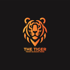 a minimalist flat logo of a tiger