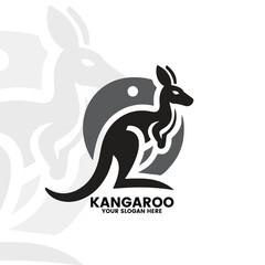 flat minimalist logo of a kangaroo