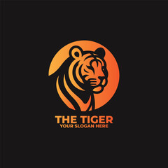 a minimalist flat logo of a tiger