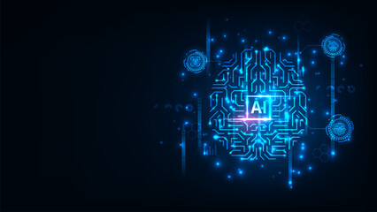 Artificial intelligence chip concept. Abstract digital technology innovation background.