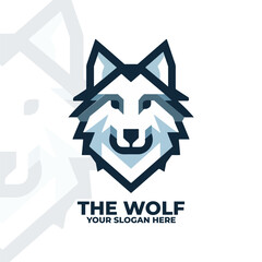 minimalist flat logo of a wolf