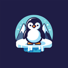 flat design logo of a penguin