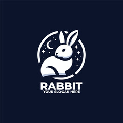 flat minimalist logo of a rabbit