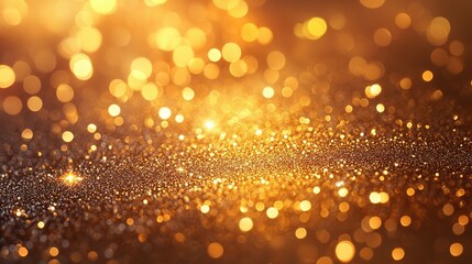 Abstract Background with Golden Bokeh Lights and Glitter