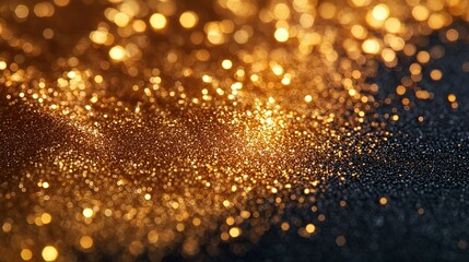 Abstract Golden Glitter Background with Bokeh Lights