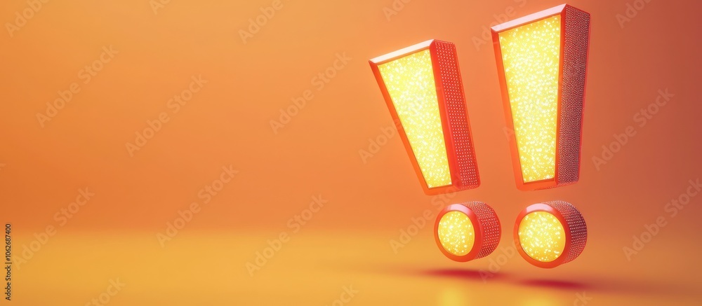 Poster three-dimensional representation of a warning sign with an exclamation mark.