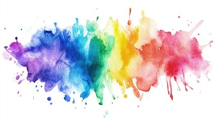 Fototapeta premium Vibrant watercolor splashes of rainbow hues blending harmoniously, creating a playful and eye-catching abstract design perfect for a modern, colorful postcard.