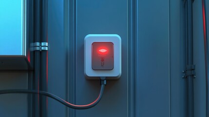 Wall-Mounted Device with Red Indicator Light