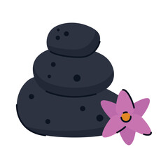 massage stones and flower