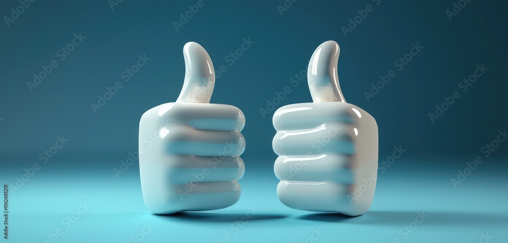 Poster three-dimensional representation of a rating icon, showing positive feedback.