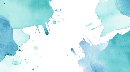 Cool-toned watercolor splashes in shades of icy blue and mint, creating a refreshing and abstract background for a clean, minimalistic date card design.