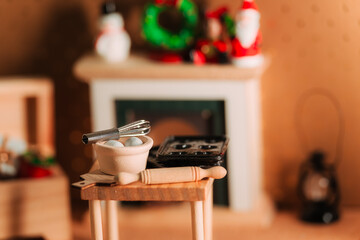 Cozy Kitchen Scene with Christmas Baking Set